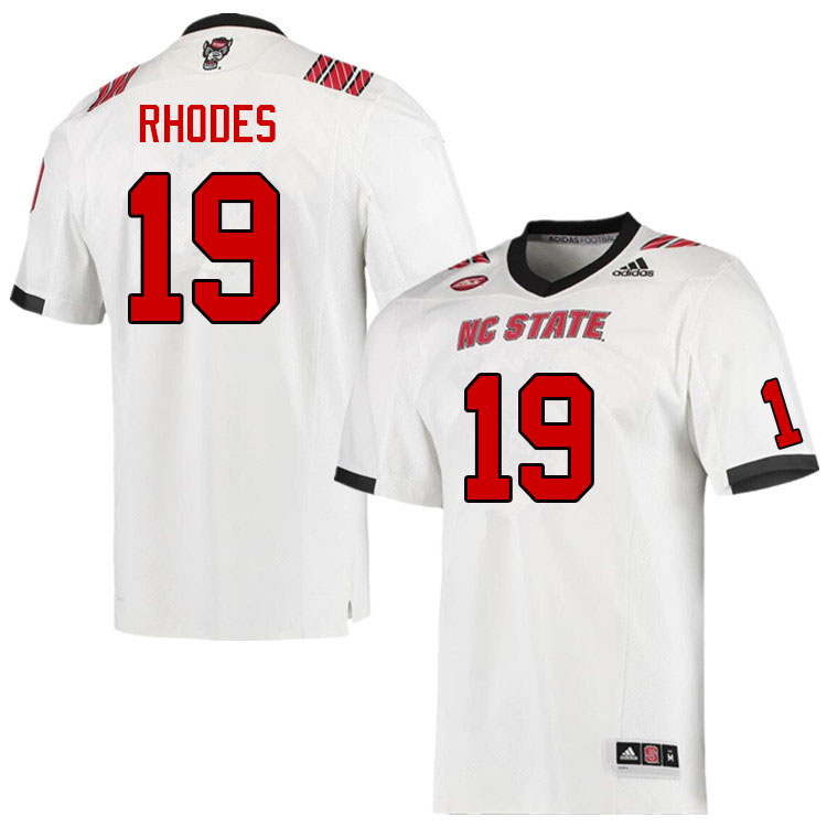 Men #19 Ethan Rhodes NC State Wolfpack College Football Jerseys Sale-White